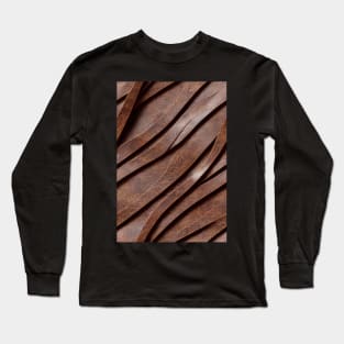 Dark Brown Leather Stripes, natural and ecological leather print #51 Long Sleeve T-Shirt